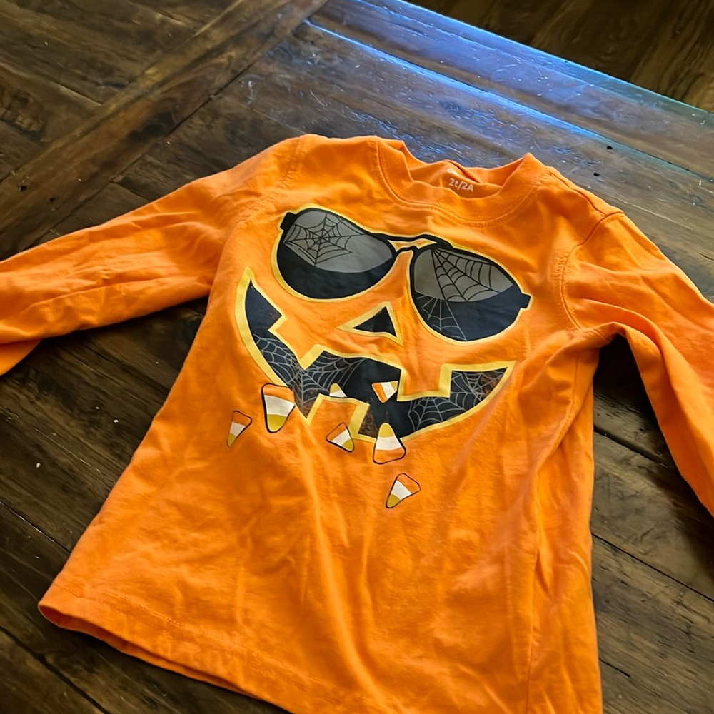 2T Long Sleeve Jack-o-lantern t-shirt with candy corn